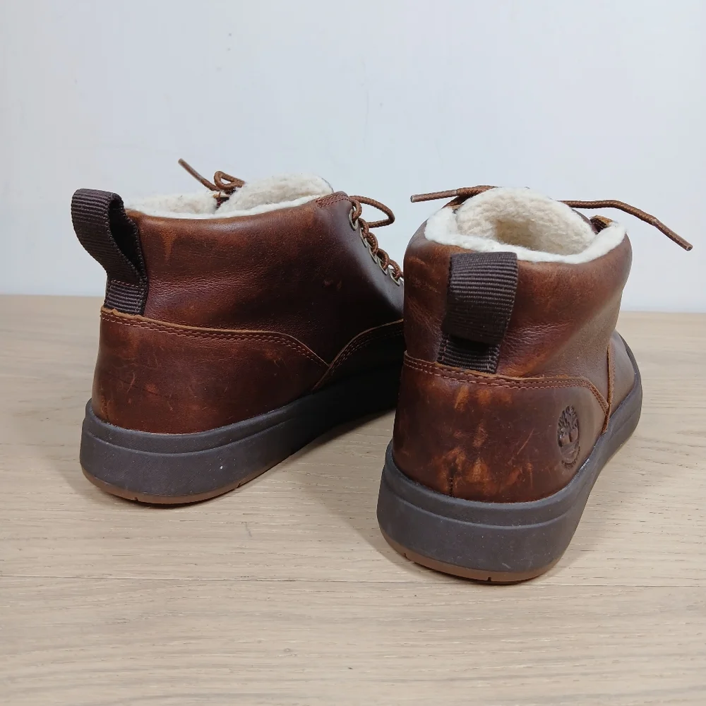 Timberland Brown Leather Faux Fur Lined Chukka Lace Up Boots 572